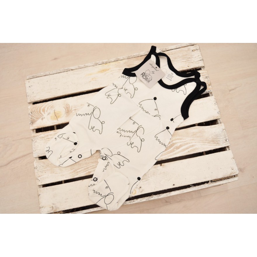 Białe ŚPIOCHY rozpinane w kroku w pieski r.56-68 wzór 183