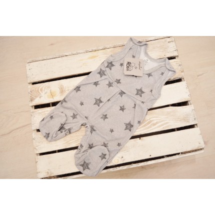 Szare ŚPIOCHY rozpinane w kroku w gwiazdki wzór 170S