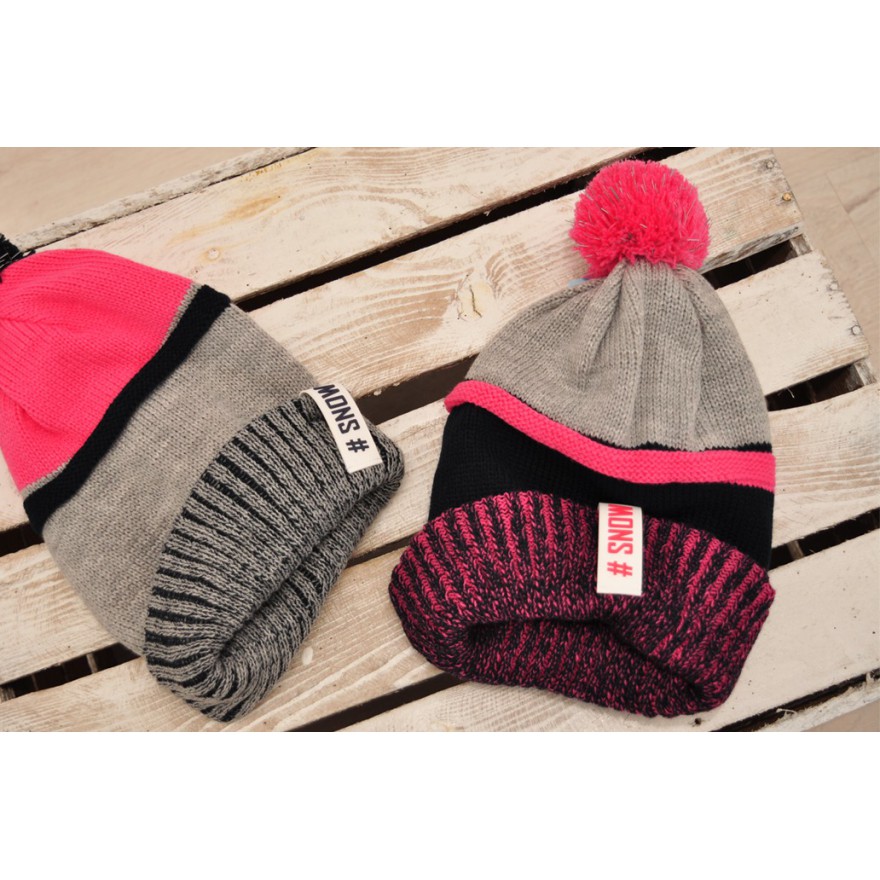 Granatowo-szara ZIMOWA CZAPKA podwójna ZUZA 6-8L ZIMA