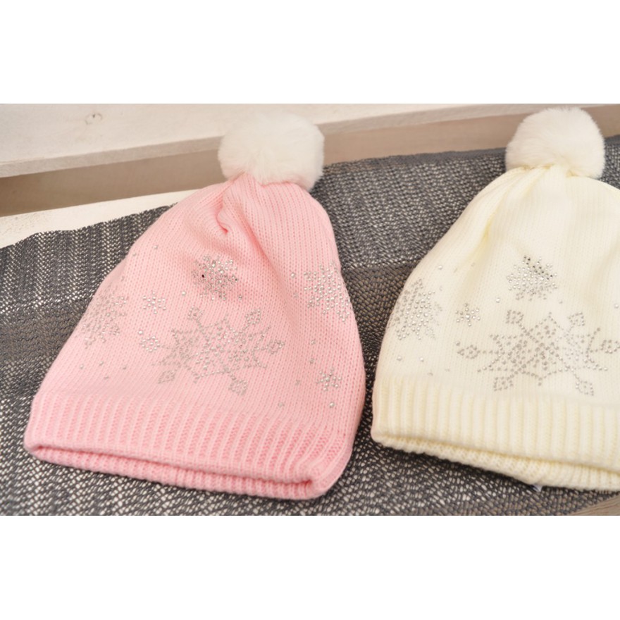 Różowa CZAPKA ZIMOWA błyszczące jety czapeczka OLIWKA 2-5L ZIMA