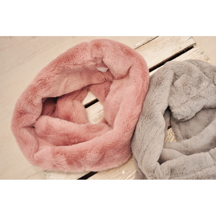 Różowy KOMIN ZIMOWY futrzany podwójny roz. uniwersalny