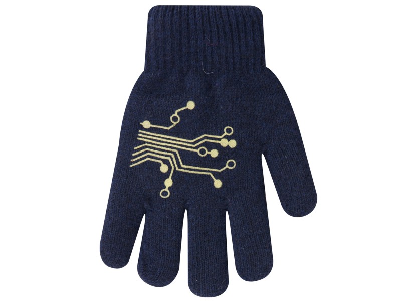 Zimowe rękawiczki chłopięce wełniane z ABS 5P wzór1G