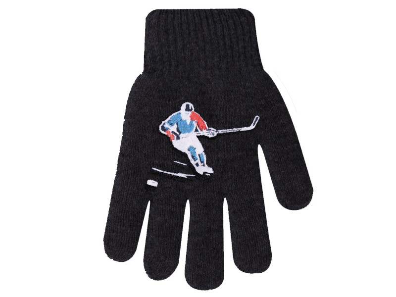 Zimowe rękawiczki chłopięce wełniane z ABS 5P hokeistaGrafit