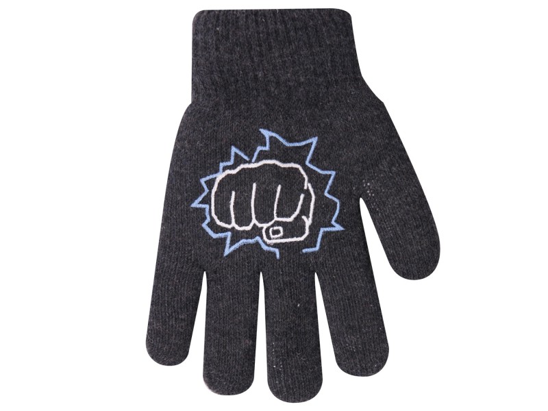 Zimowe rękawiczki chłopięce wełniane z ABS 5P pięśćGrafit