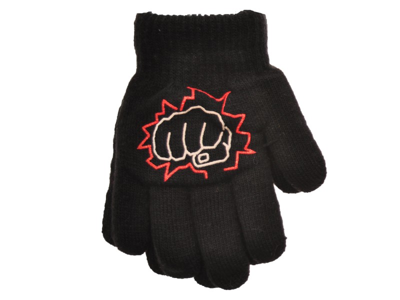 Zimowe rękawiczki chłopięce wełniane z ABS 5P pięśćC