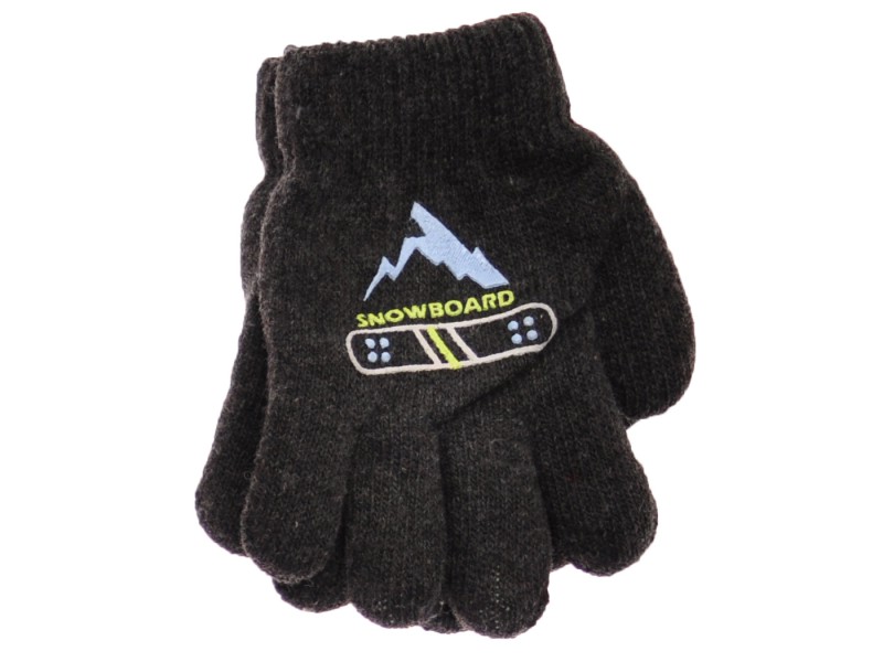 Zimowe rękawiczki chłopięce wełniane z ABS 5P snowboardGrafit