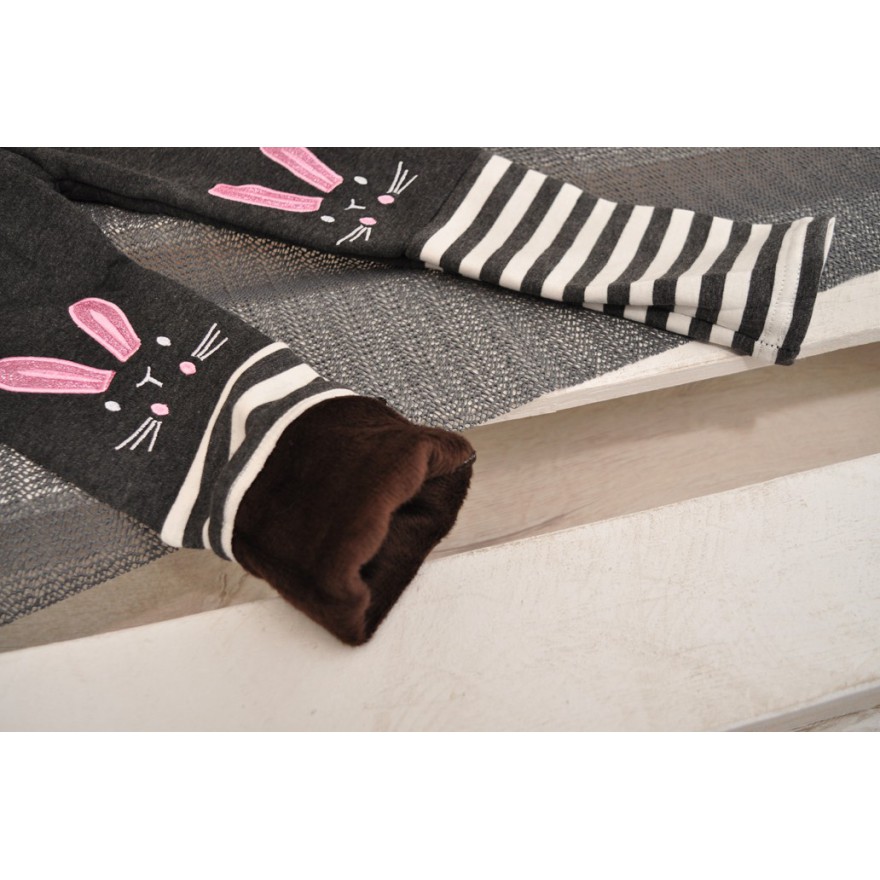 Szare LEGGINSY ocieplane KRÓLIK GETRY na futerku