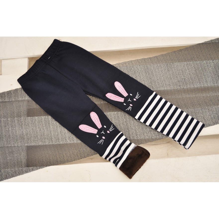 Granatowe LEGGINSY ocieplane KRÓLIK GETRY na futerku