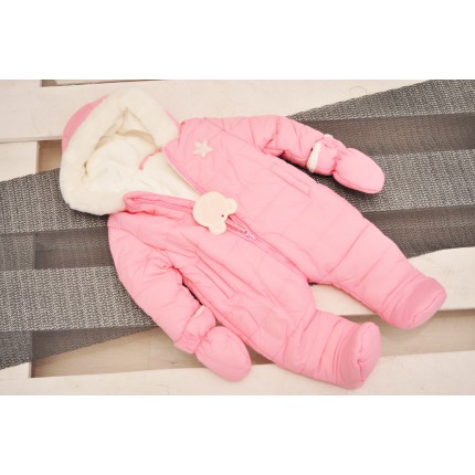 Różowy KOMBINEZON pikowany na futerku ZIMA