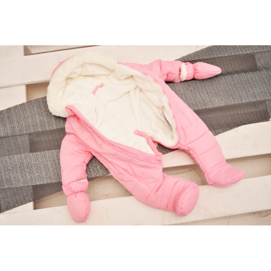 Różowy KOMBINEZON pikowany na futerku ZIMA