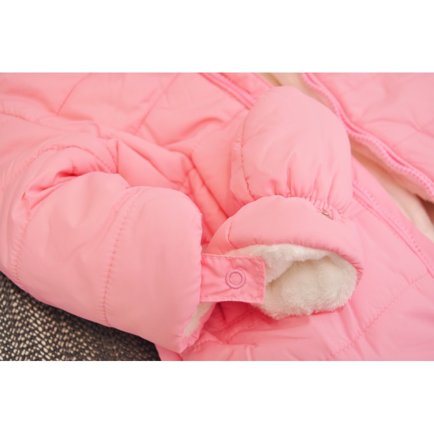 Różowy KOMBINEZON pikowany na futerku ZIMA