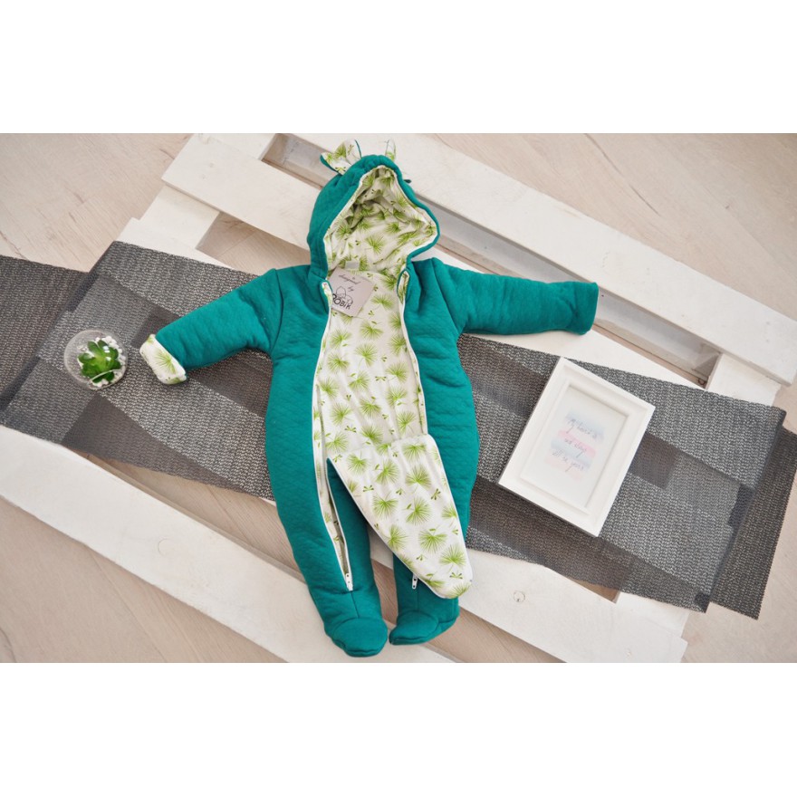 Butelkowy KOMBINEZON PIKOWANY ocieplany 2 suwaki