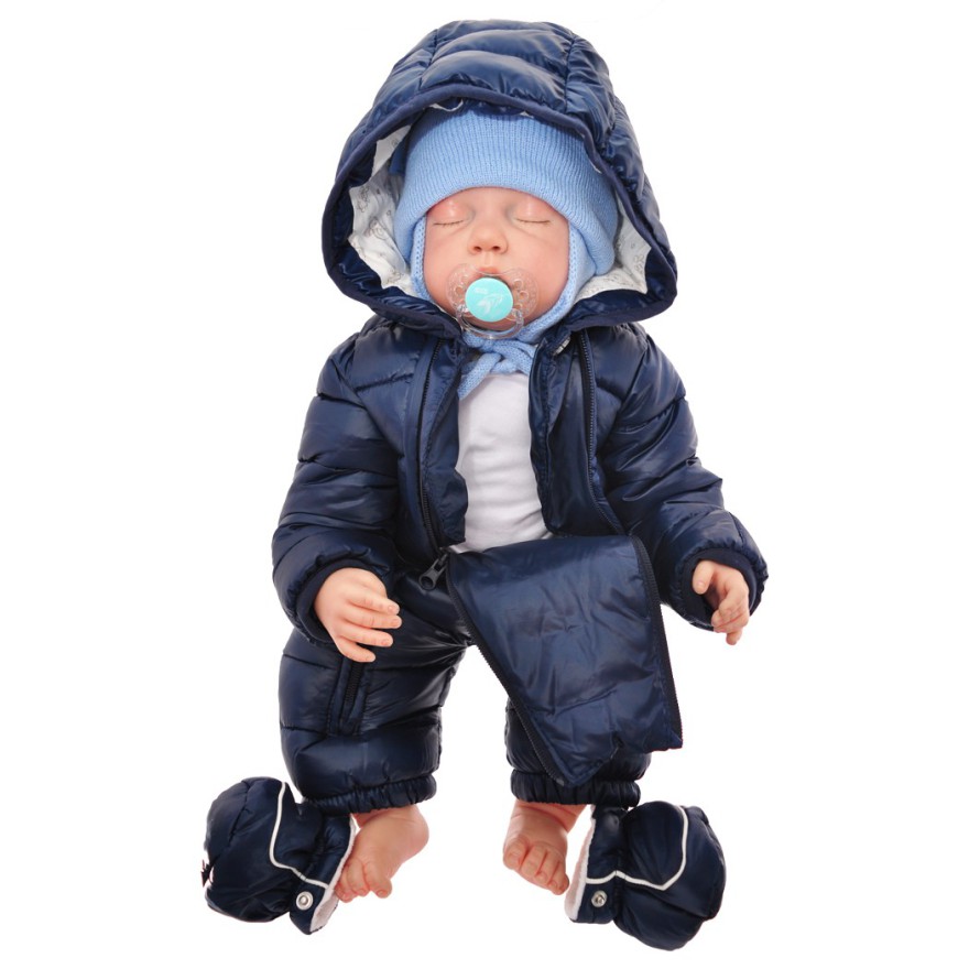 Granatowy KOMBINEZON pikowany 2 suwaki ZIMA