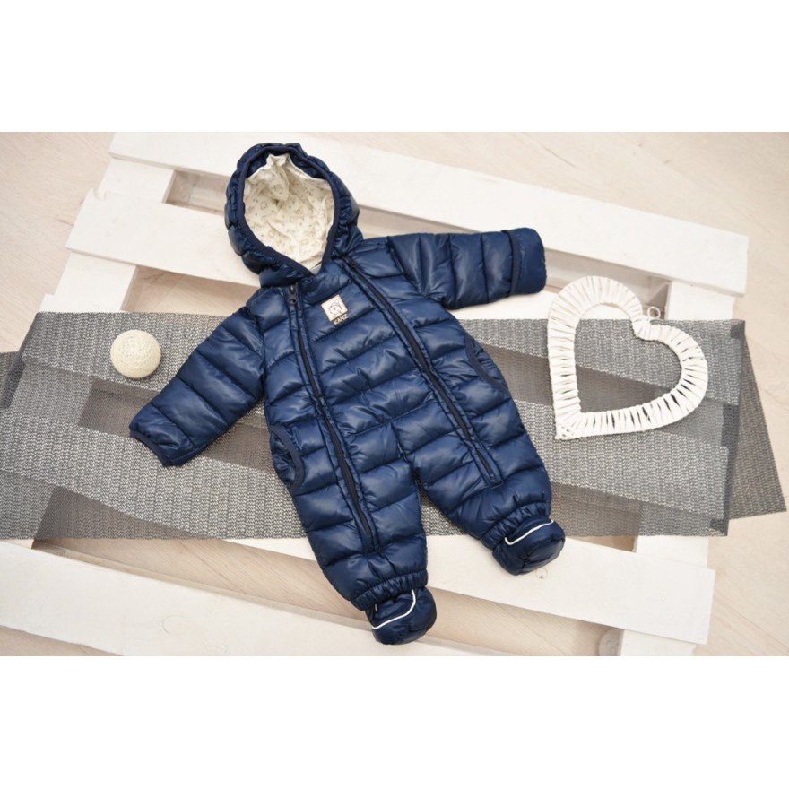 Granatowy KOMBINEZON pikowany 2 suwaki ZIMA