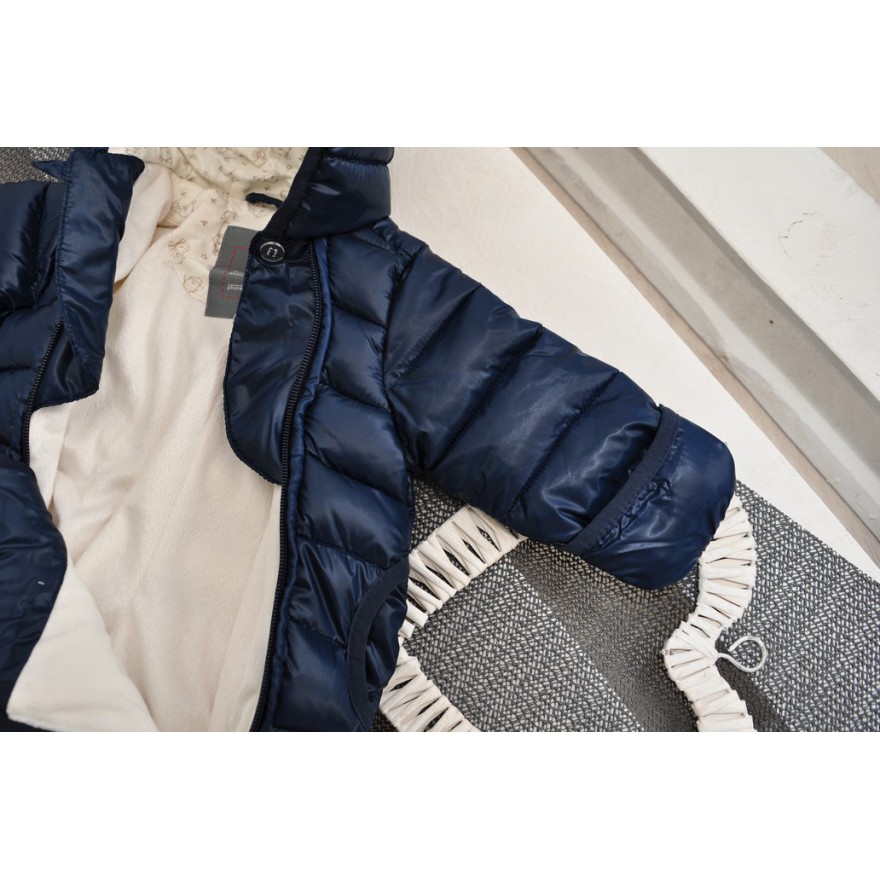 Granatowy KOMBINEZON pikowany 2 suwaki ZIMA