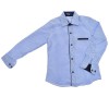 Niebieska koszula chłopięca w kratkę długi rękaw r.110-134 elegancka
