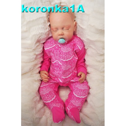 Pajac pajacyk bawełniany amarantowy z koronką wzór koronka1A