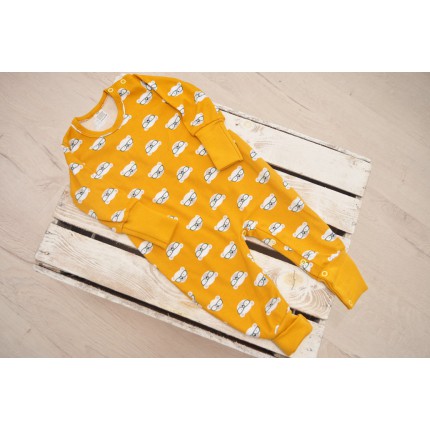 Musztardowy pajac bez stópek RAMPERS w misie pajacyk rosnący wz.189