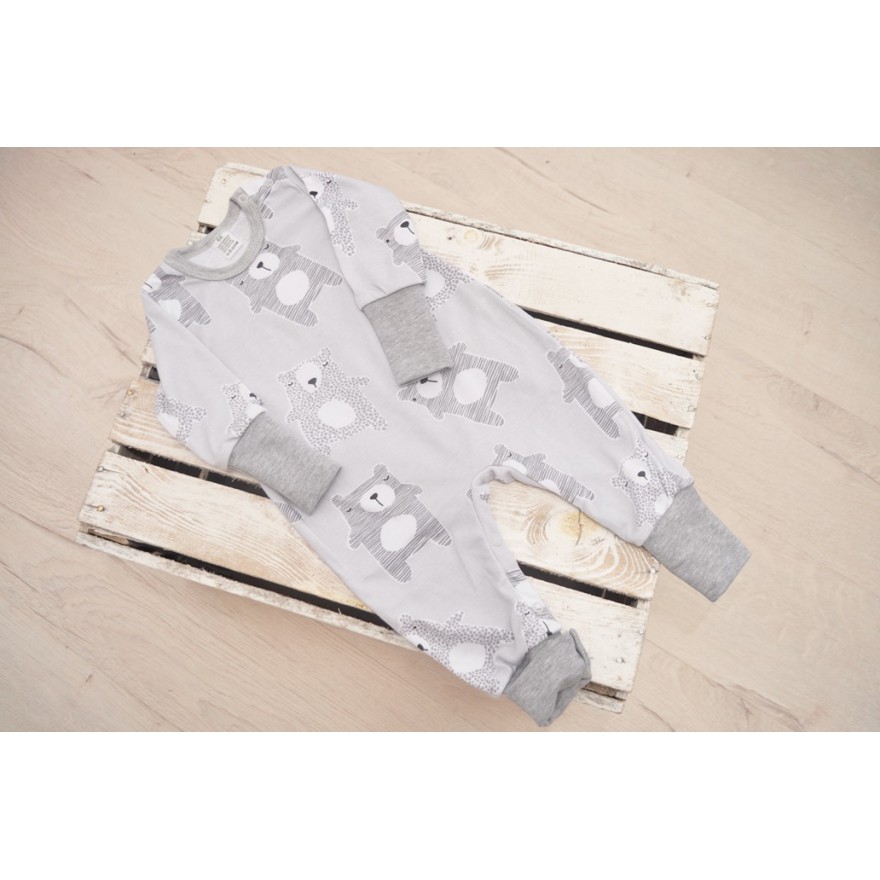 Szary pajac bez stópek RAMPERS w misie pajacyk rosnący wz.191