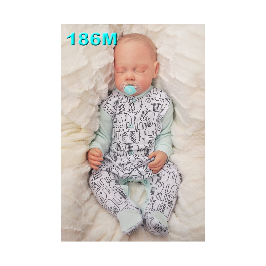 Pajac pajacyk bawełniany biało-miętowy w słoniki wzór 186M