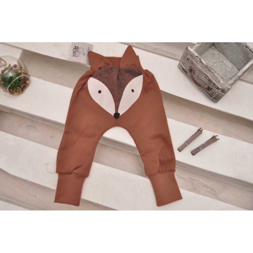 Brązowe spodnie chłopięce LISEK półśpiochy wiosna jesień