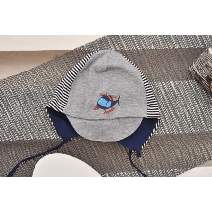 CZAPKA z daszkiem helikopter szara czapeczka wiosna jesień 86