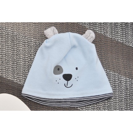 Błękitna czapka MIŚ z uszkami wiosna jesień 68 74