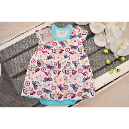 Biała BODY SUKIENKA w motyle 345L UROCZA PIĘKNE KOLORY LATO