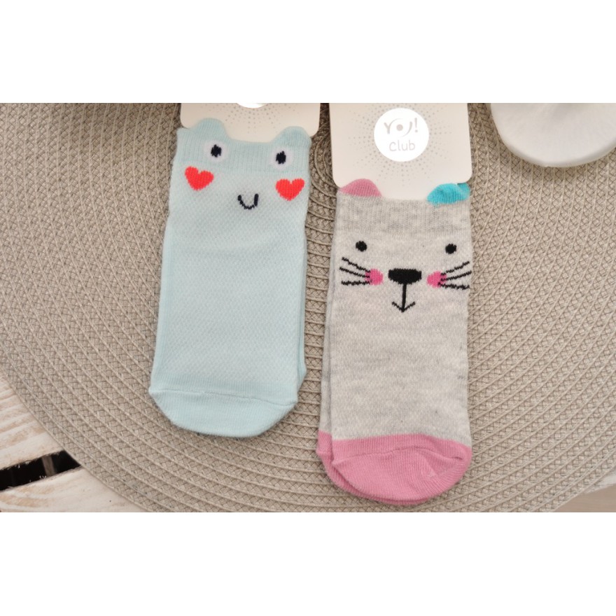 2 pary STOPKI skarpetki letnie ZWIERZAKI skarpety 3D dziewczęce wzór ażur2D