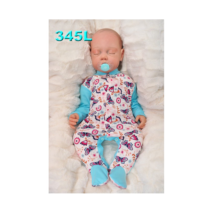 Pajac pajacyk bawełniany, lazurowy w motyle wzór 345L