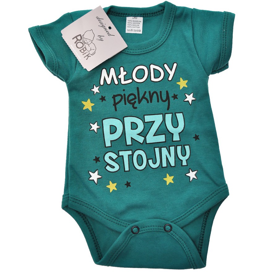 Butelkowe BODY MŁODY PIĘKNY PRZYSTOJNY krótki rękaw r.56 -110 wzór 612kr Butelkowe BODY MŁODY PIĘKNY PRZYSTOJNY krótki rękaw r.56 -110 wzór 612kr