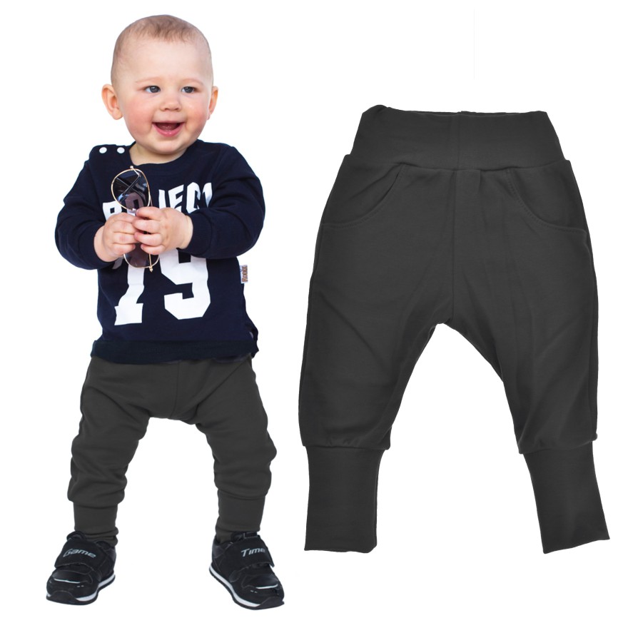 Likwidacja Czarne spodnie bawełniane lekkie z wyciąganą gumką bezuciskowe NEON szkoła