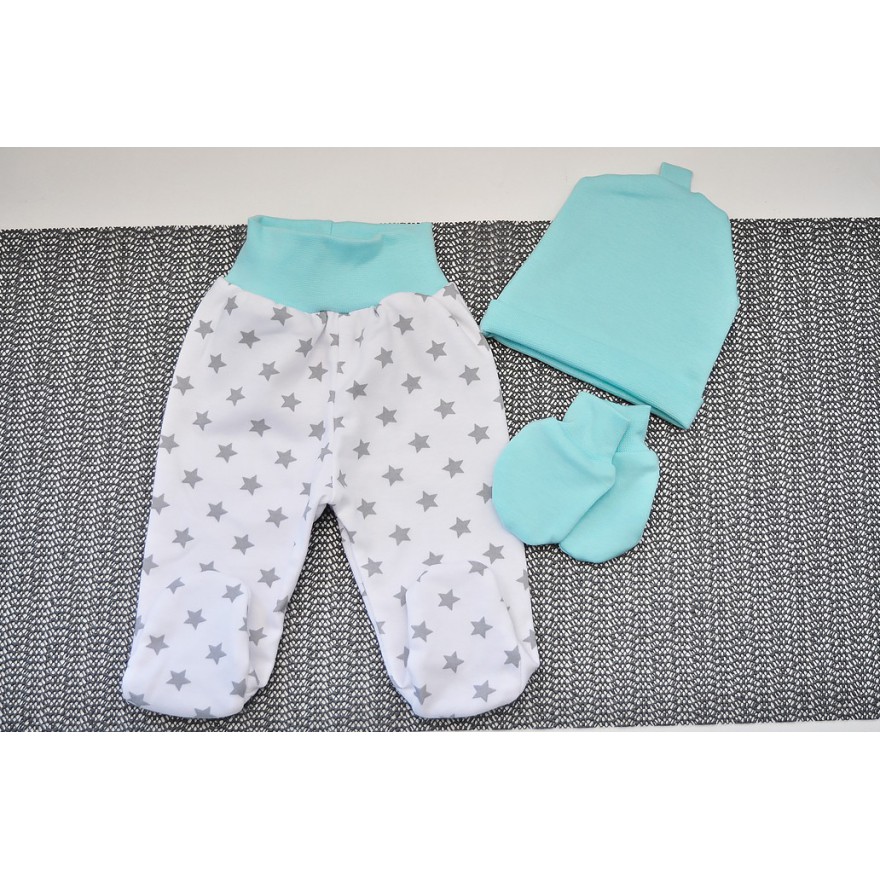 WYPRAWKA dla noworodka do szpitala 5 części miętowa w gwiazdki wzór 157M