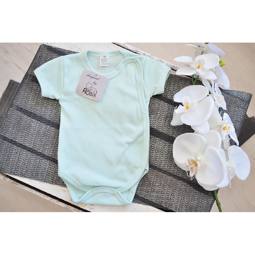 Miętowe BODY kopertowe krótki rękaw