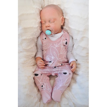 Dziewczęce ŚPIOCHY rozpinane w kroku, pudrowe w misie wzór 339R