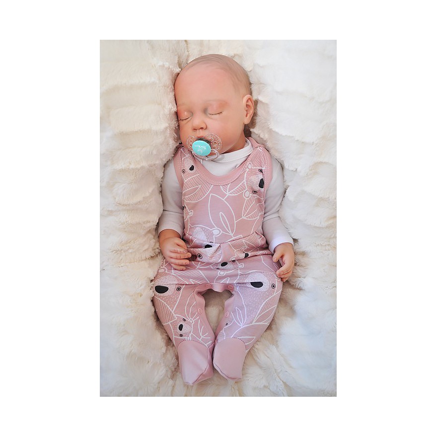 Dziewczęce ŚPIOCHY rozpinane w kroku, pudrowe w misie wzór 339R