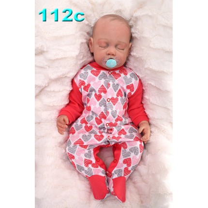 Pajac pajacyk bawełniany malinowy w serca r.50 WCZEŚNIAK wzór 112C