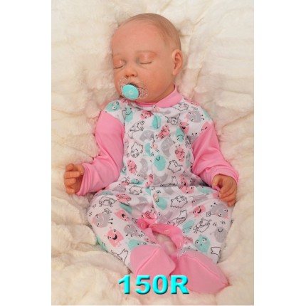 Pajac pajacyk bawełniany różowy w stworki r.50 WCZEŚNIAK wzór 150R