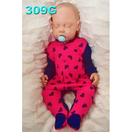 Pajac pajacyk bawełniany amarantowo-granatowy w serca r.50 WCZEŚNIAK wzór 309G