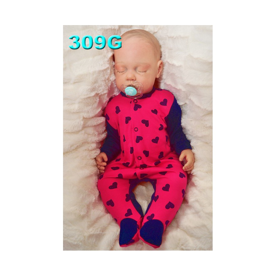 Pajac pajacyk bawełniany amarantowo-granatowy w serca r.50 WCZEŚNIAK wzór 309G