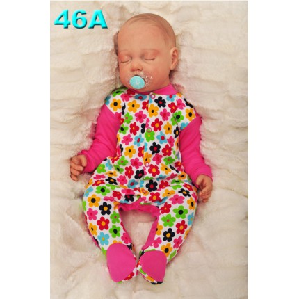 Pajac pajacyk bawełniany amarantowy w kwiaty r.50 WCZEŚNIAK wzór 46A