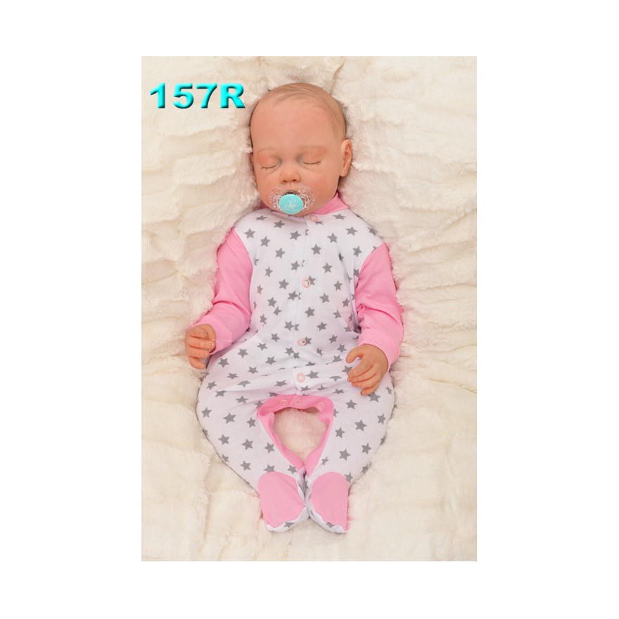 Pajac pajacyk bawełniany różowo-biały w gwiazdki r.50 WCZEŚNIAK wzór 157R