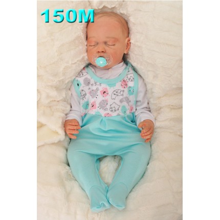 ŚPIOCHY ŚPIOSZKI bawełniane miętowe w stworki r.50 WCZEŚNIAK, wzór 150M