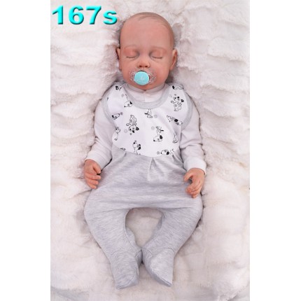 ŚPIOCHY ŚPIOSZKI bawełniane, szare z pieskami r.50 WCZEŚNIAK wzór 167S