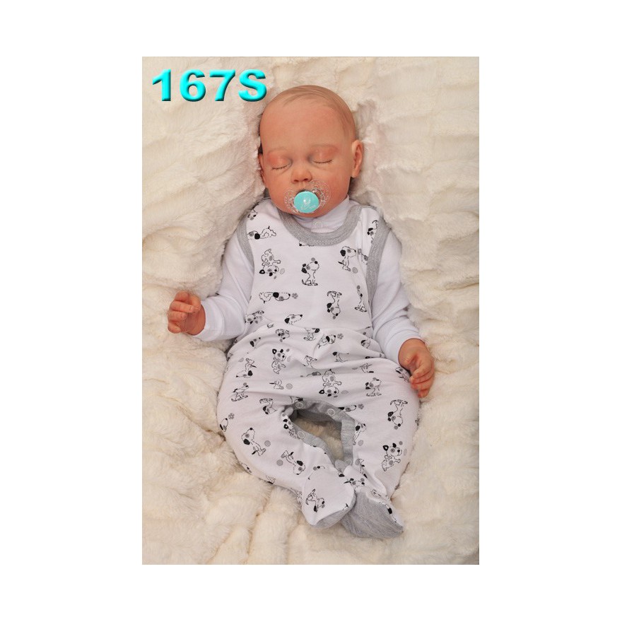 ŚPIOCHY rozpinane w kroku, białe w pieski r.50 WCZEŚNIAK wzór 167S