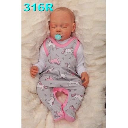 Dziewczęce ŚPIOCHY rozpinane w kroku, w jednorożce r.50 WCZEŚNIAK wzór 316R