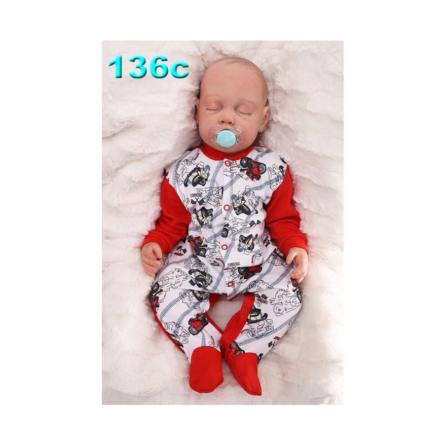 Pajac pajacyk bawełniany biało-czerwony w motory wzór 136C