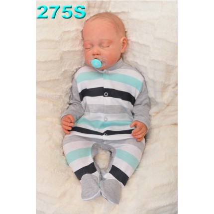 Pajac pajacyk bawełniany, szary w paski wzór 275S