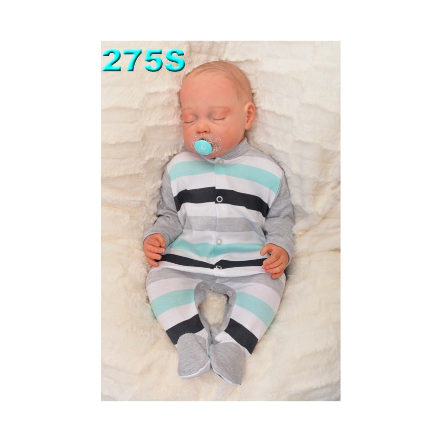 Pajac pajacyk bawełniany, szary w paski wzór 275S