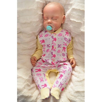 Pajac pajacyk żółty w króliki r.50 WCZEŚNIAK 343K